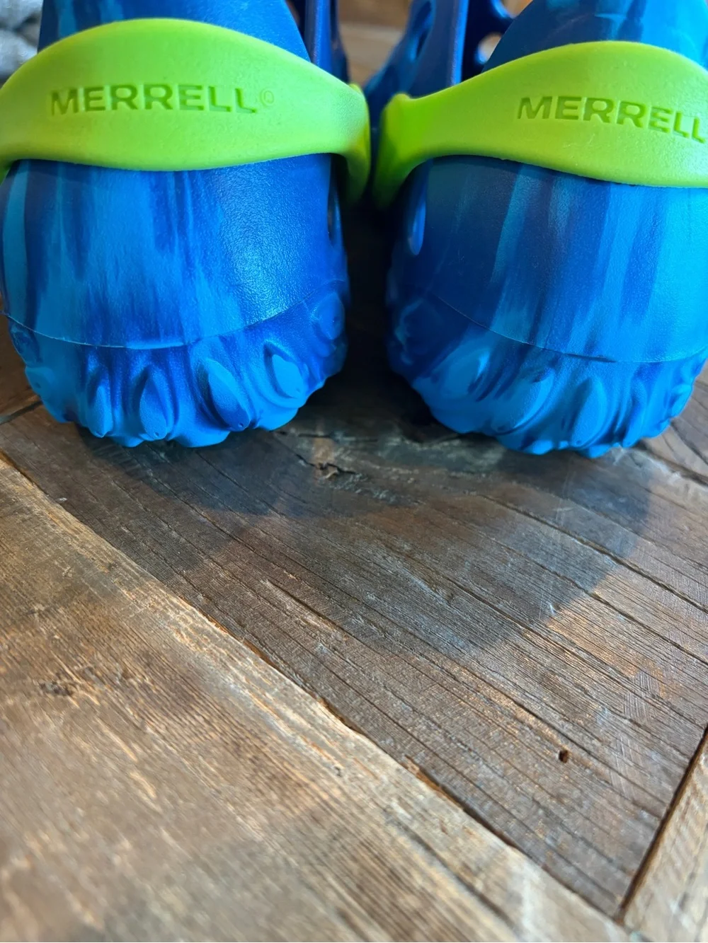 NWOT Merrell K3 Blue Lime Hydro Moc Water Shoes Clogs Slip On Clogs